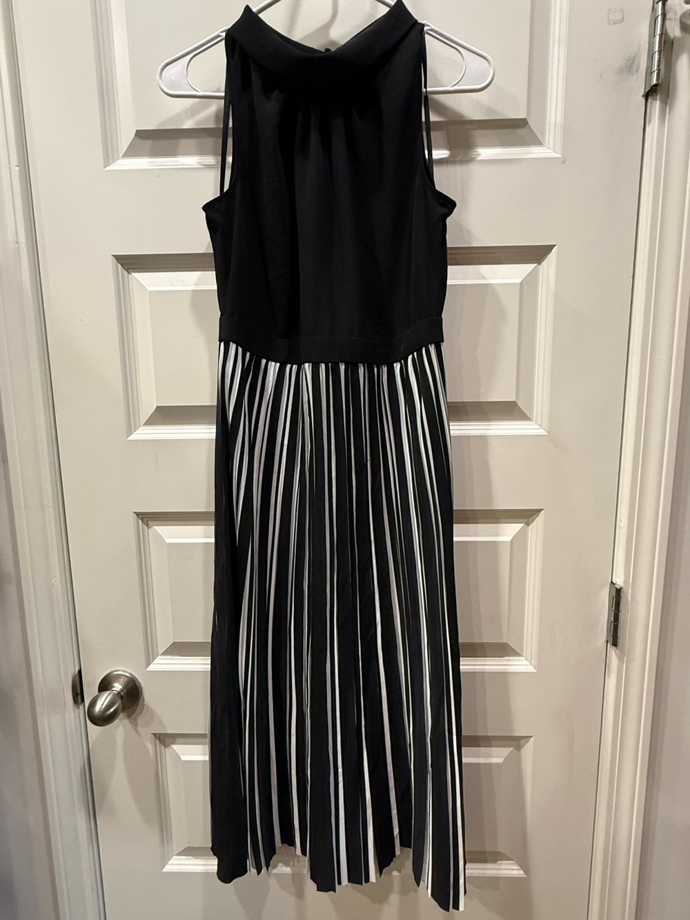 Karl Lagerfeld Black and White Striped Midi Dress